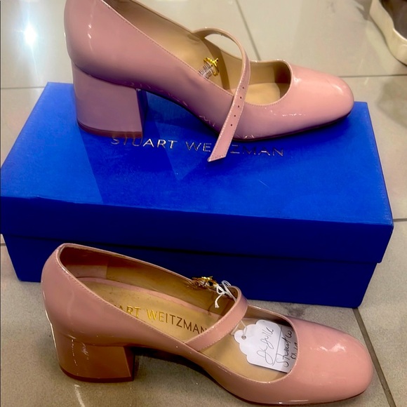 Stuart Weitzman Pink Mary Jane Block Heels 8